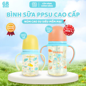 [Tặng 1 núm và bộ quả lọc] Bình sữa PPSU Gb-Baby Chính hãng tay cầm 170ml 250ml cổ rộng