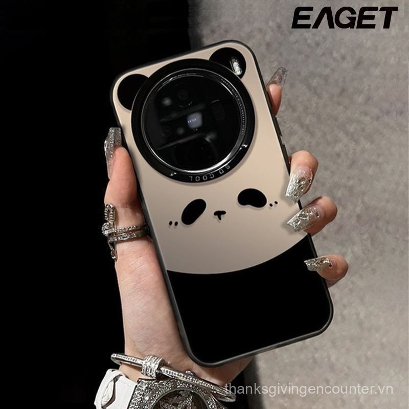 Ốp điện thoại cho Honor Magic 6pro 5pro 4pro 6 5 4 Pro, vỏ bảo vệ cứng chống rơi với họa tiết hoạt hình gấu trúc dễ thương IMD lỗ lớn