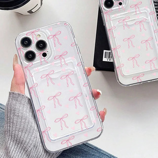 Bowknot Đựng Thẻ Khe Cắm Túi Ốp Lưng Điện Thoại Cho iPhone 16 15 Pro Max 14 Plus13 Mini 16E Vỏ Điện Thoại TPU Trong Suốt Chống Sốc Sang Trọng Thời Trang Cao Cấp Phụ Kiện Chất Lượng Cao
