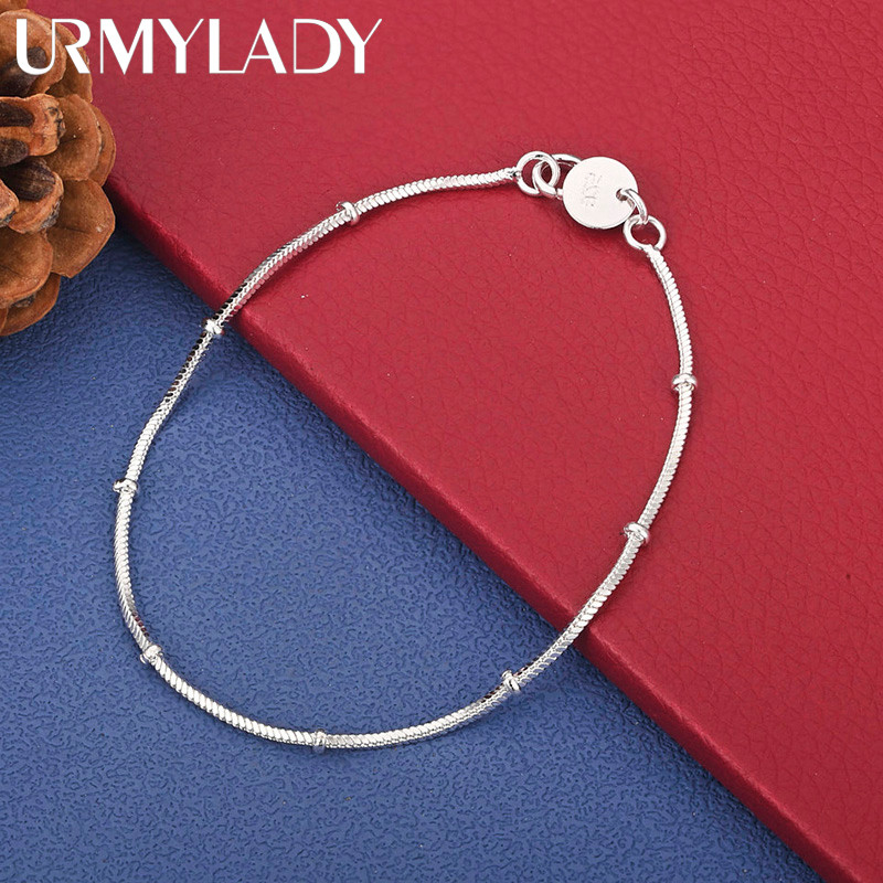 Dây chuyền và vòng tay bạc 925, dài 20cm, trang sức quyến rũ cho đám cưới và thời trang