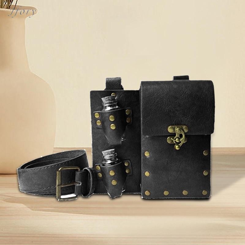 Túi đeo thắt lưng thời trung cổ Jfory Dây da PU eo Steampunk cho