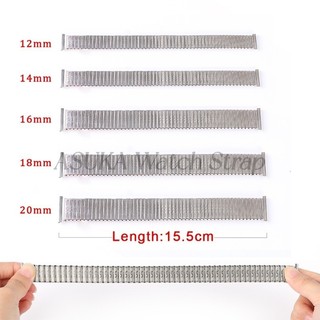 Dây đeo đồng hồ bằng thép không gỉ 12mm 14mm 16mm Dây đeo đồng hồ đàn hồi kim loại 18mm 20mm Dây đeo đồng hồ nam nữ Vòng đeo tay cổ điển Dây đeo đồng hồ mở rộng co giãn Phụ kiện đồng hồ