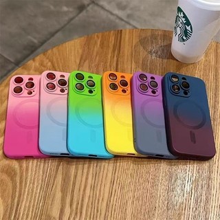 Ốp Điện Thoại Từ tính  Mềm Dạng Gel Silicon Lỏng Hai Màu Gradient Cho iPhone 16 15 14 13 12 11 Pro Max 14 15 16 Plus