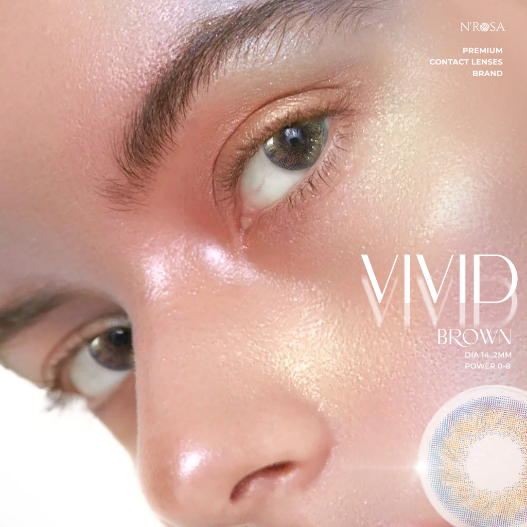 Lens Nâu Cận N’Rosa VividBrown An.gel Ey.es, Kính Áp Tròng Cao Cấp Độ 0-8, Chất Liệu Silicone Hydrogel An Toàn Cho Mắt