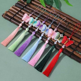 Lụa vàng thêu bướm tua rua phong cách Trung Quốc dệt Tay Tua Rua Hán phục phụ kiện trang phục bán buôn