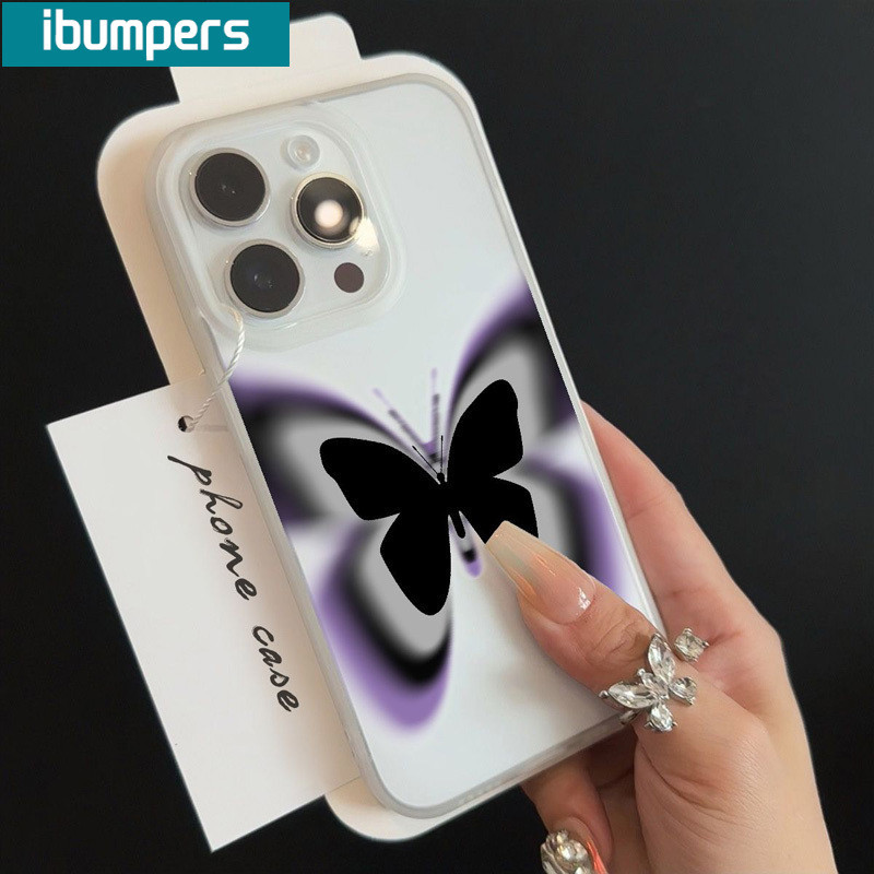 ibumpers Ốp Lưng iPhone Xinh Ngầu Hồng Bướm in hình Ốp Điện Thoại TPU Trong Suốt Mềm nhám mờ Chống Sốc Chống Bẩn Cho Iphone 16 15 14 12 13 11 Pro Max IP 7 8 Plus X XS XR