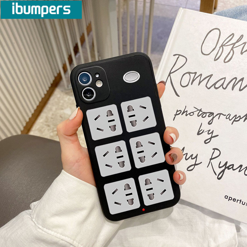 ibumpers Ốp Lưng IPhone Ngộ nghĩnh Độc Đáo Ổ Cắm Điện Họa Tiết Cho IPhone 16 15 14 12 13 11 Pro Max IP 7 8 Plus X XS XR Ốp Điện Thoại Silicon Mềm Chống Sốc