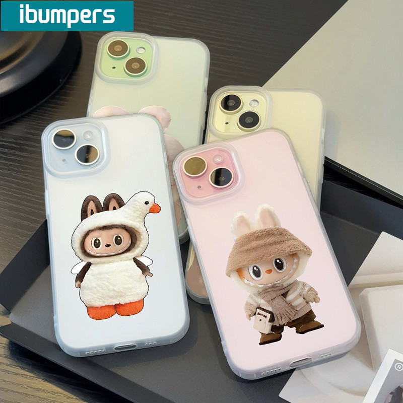ibumpers Ốp Lưng iPhone Hàn Quốc Dễ Thương Labubu in hình Ốp Điện Thoại TPU Trong Suốt Mềm nhám mờ Chống Sốc Chống Bẩn Cho Iphone 16 15 14 12 13 11 Pro Max IP 7 8 Plus X XS XR