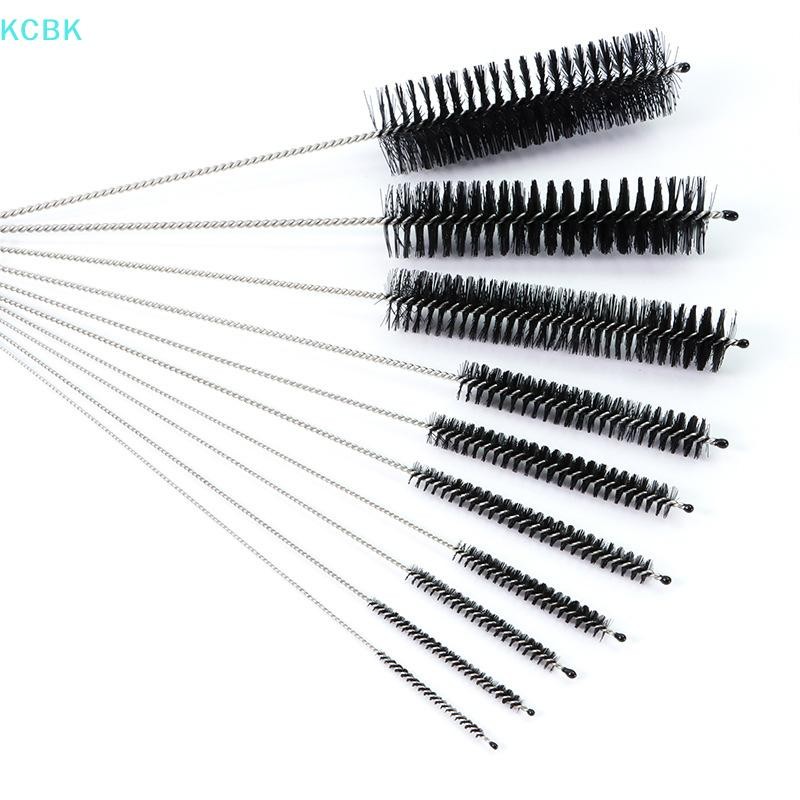 [Kc] Bộ cọ làm sạch ống hút tóc mềm không gỉ Bộ lông Nylon Ống hút chai ống [BK]
