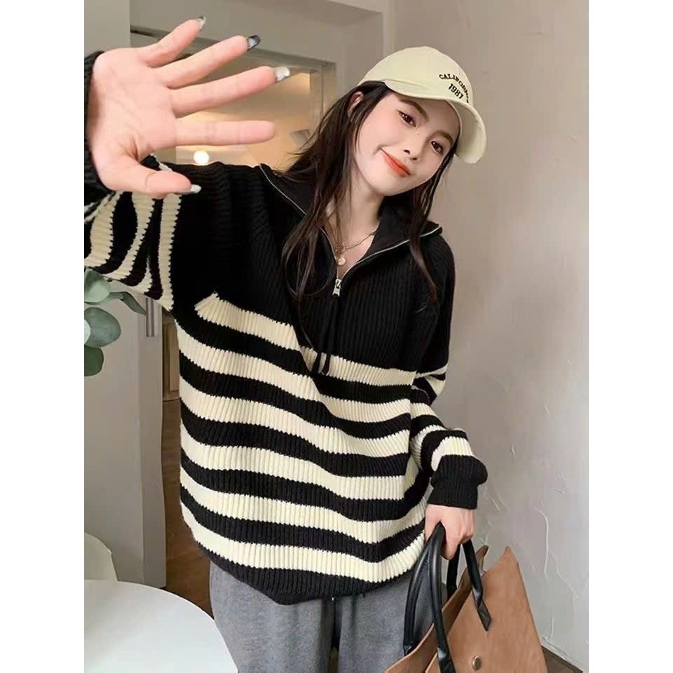 Áo len nữ thu đông cổ cao phối khóa kéo chất liệu dày dặn thời trang hottrend (CÓ BIG SIZE) XIMIMI SP241