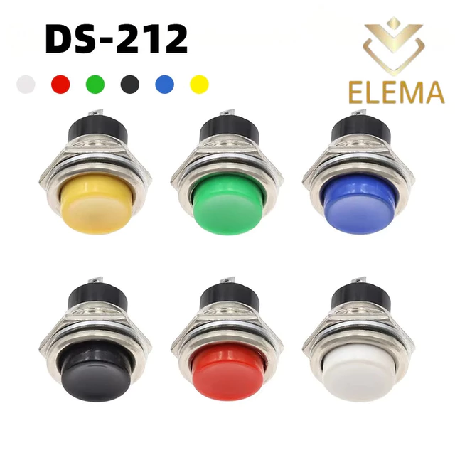Ds-212 16MM Công tắc nguồn Công tắc tròn DS-212 Công tắc nút nhấn tạm thời tự đặt lại Công tắc khởi động Công tắc nguồn