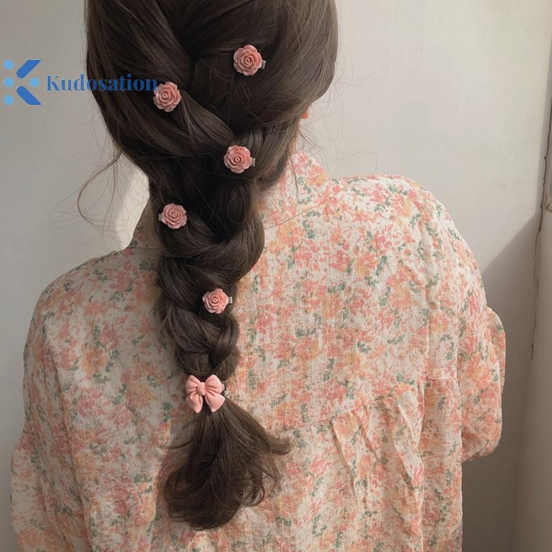 Kudosation Màu Hồng Mềm Mại Cô Gái Dễ Thương Series Đào Phong Cách Ngọt Ngào Camellia Ren Kẹp Nơ Mũ Đội Đầu