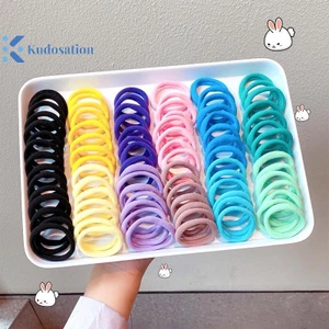 Kudosation 50 Cái / bộ Dây Buộc Tóc Co Giãn Bé Gái Phụ Kiện Tóc Nhiều Màu Sắc Nylon Trẻ Em Scrunchie Quà Tặng