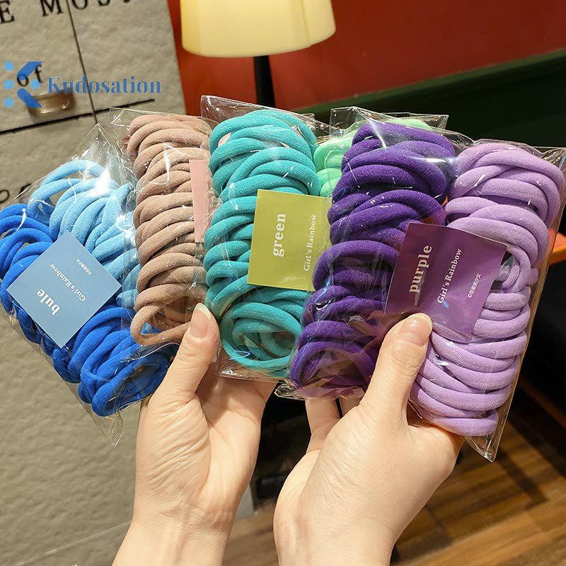 Kudosation 50 Cái / bộ Dây Buộc Tóc Co Giãn Bé Gái Phụ Kiện Tóc Nhiều Màu Sắc Nylon Trẻ Em Scrunchie Quà Tặng