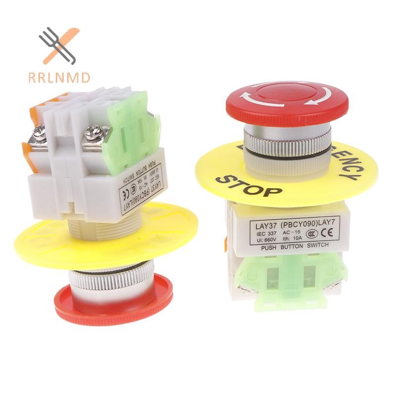 Rrlnmd 1 Mũ Nấm 1NO 1NC DPST Dừng Khẩn Cấp Nút Nhấn Công Tắc AC 660V 10A Thiết Bị Công Tắc Tự Khóa Nâng Thang Máy Lưới MỚI