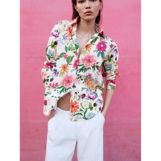 Áo Sơ mi Zara made in Morocco lụa in hoa nhiều sắc màu