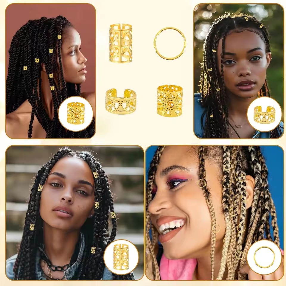 Nhẫn Tóc Dreadlock - Vàng Bạc Có Thể Điều Chỉnh Tóc Cho Bím Bẩn Mặc Mũ Nón - Trang Sức Tóc 80 / 160 Chiếc