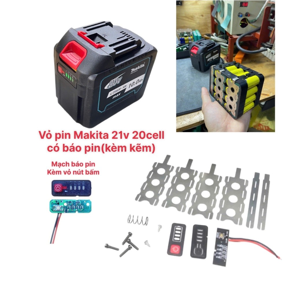 Vỏ pin Makita 18V 21V 5S 20 cell có báo pin new | Shopee Việt Nam