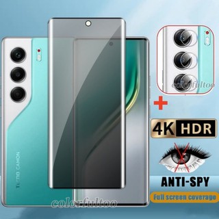 2IN1 3D Cong Bảo Vệ Màn Hình Riêng Tư Cho Tecno Camon 50 40 Pro Premier Camon40Pro 50Pro Ultra 4G 5G Full Cover Chống Gián Điệp Riêng Tư Kính Cường Lực Bảo Vệ Màn Hình Camera Phim Ống Kính