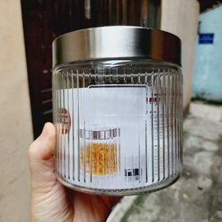 Hũ thủy tinh 2200ml gia vị muối dưa cà/ đựng đồ khô họa tiết trơn sọc