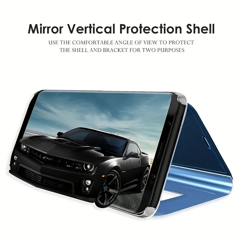 Ốp điện thoại vỏ sò giả da từ tính cho Samsung Galaxy S 25 24 23 22 21 20 PLUS FE ULTRA 4G 5G có giá đỡ gương thông minh