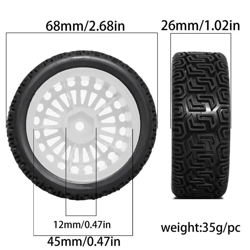 4 68mm Rally Lốp Lốp Cao Su Lốp Bánh Xe Cho Tamiya XV01 XV02 TT01 TT02 PTG-2 1 / 10 RC Rally Racing Xe Nâng Cấp Phần