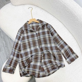 Áo sơ mi bigsize tay dài caro đơn giản khoác ngoài form rộng hottrend dễ phối đồ cho nàng 55 - 95 kg - SM182