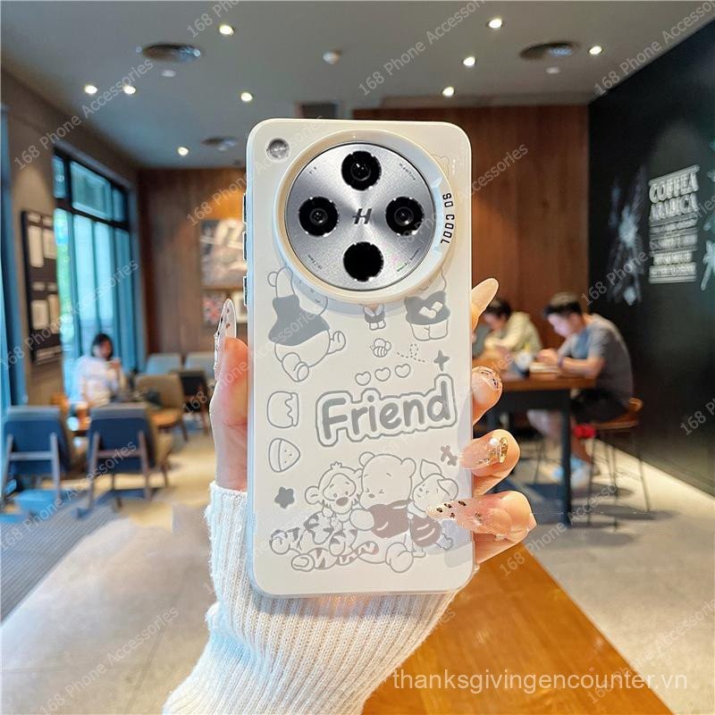 Ốp điện thoại OPPO Find X8, ốp điện thoại OPPO Find X8 Pro, ốp điện thoại hình gấu Winnie the Pooh dễ thương, chống sốc với bảo vệ camera, vỏ cứng mờ cho các cô gái sinh viên