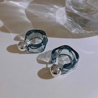 [Ưu đãi đặc biệt] Bông tai Acrylic hình chữ C không đều dành cho nữ Bông tai vòng nhựa nhiều màu trong suốt Bông tai hình học nhiều mảnh Bông tai đinh tán phong cách Hàn Quốc