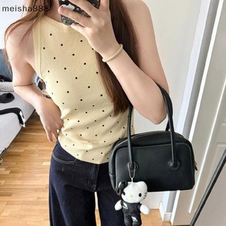 Meisha888 Mùa Hè Ngọt Ngào Retro Chấm Bi Cổ Tròn Không Tay Slim Tank Top Nữ Đẹp