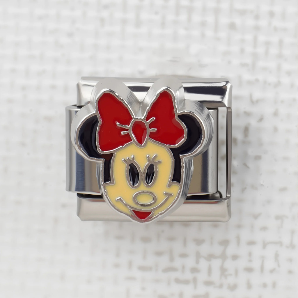 Vòng tay mới với Mickey và Minnie Motifs Vòng tay mô-đun Ý Mickey và Minnie - Vòng tay theo chủ đề Hình vuông lồng vào nhau Dây chuyền lắp ráp thời trang