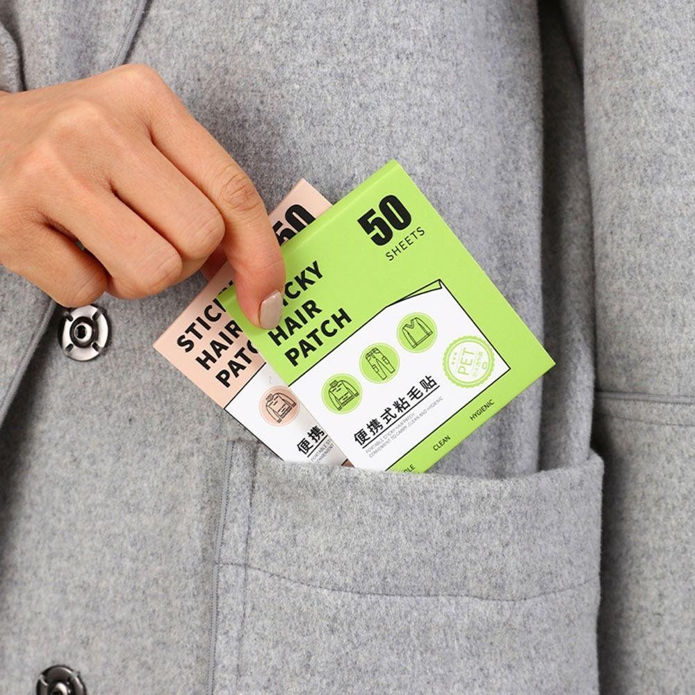 MONOSTYLE 50 Tờ Tẩy Lót Quần Áo, Miếng Dán Tóc Dính Di Động Có Thể Xé, Tẩy Lông Thú Cưng Mini Dính Note Băng Tự Dính
