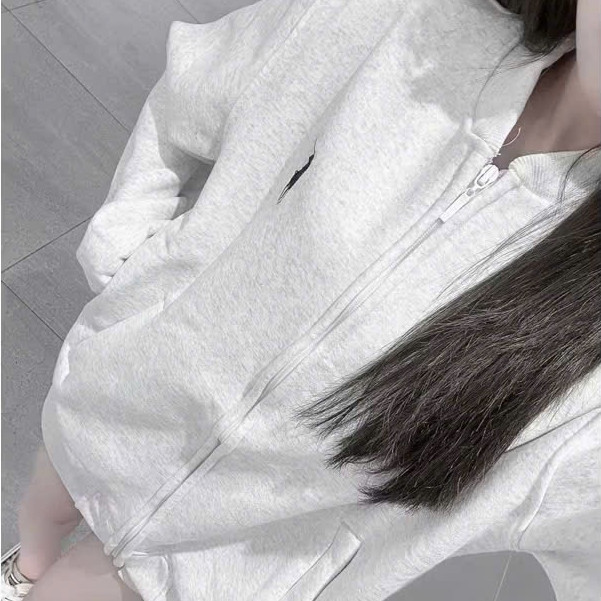 Áo Bomber Xám Nỉ Bông Thêu Ngựa KCloset Áo Khoác Nỉ Dày Dặn Dáng Rộng Nam Nữ NA641