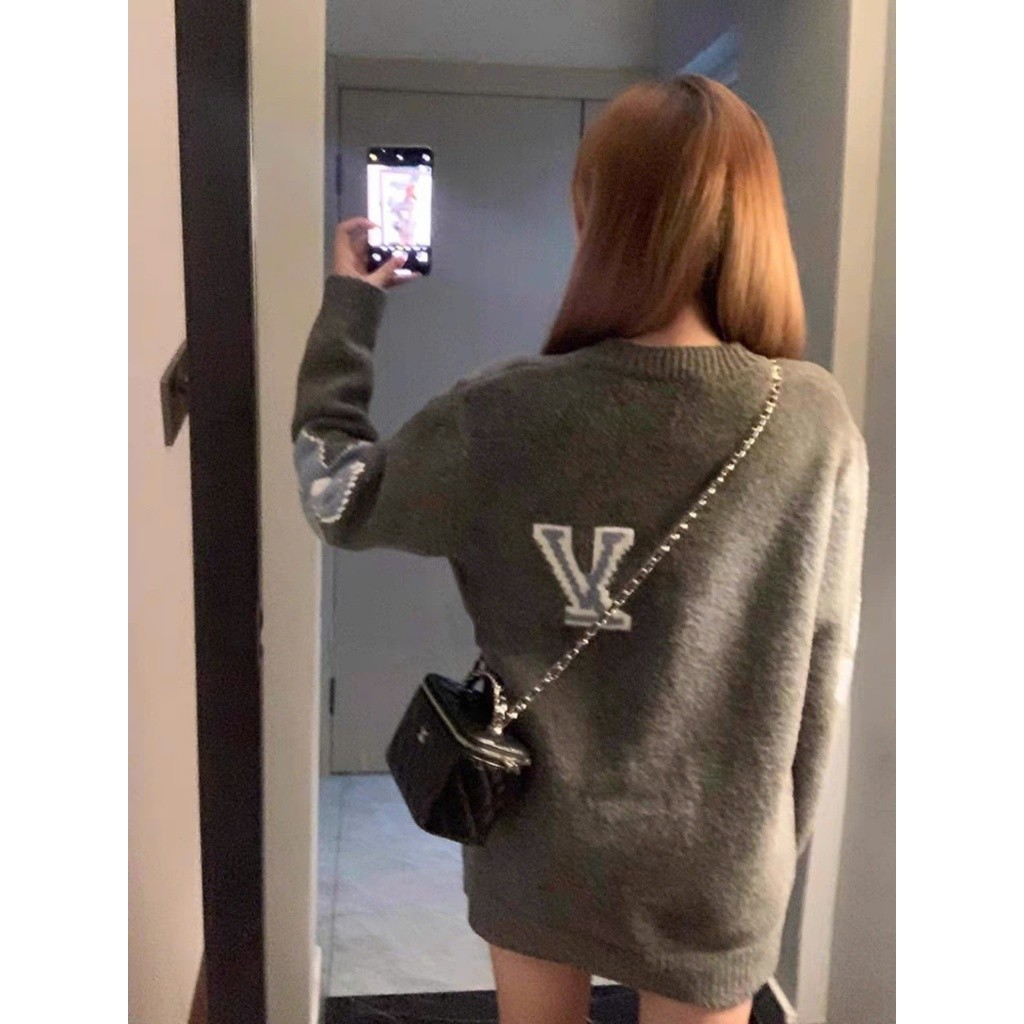 Áo Len Tăm Hoa Khuỷu Tay Luonvuituoi KCloset Áo Sweter Dày Dặn Dáng Rộng Nữ Tính