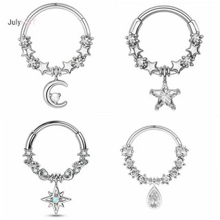 JULYHOT Thời Trang Pha Lê Thép Không Gỉ Septum Hoop Clickers Mũi Nhẫn Nữ Tragus Sụn Xoắn Xuyên Vòng Bông Tai Trang Sức Massivedeals