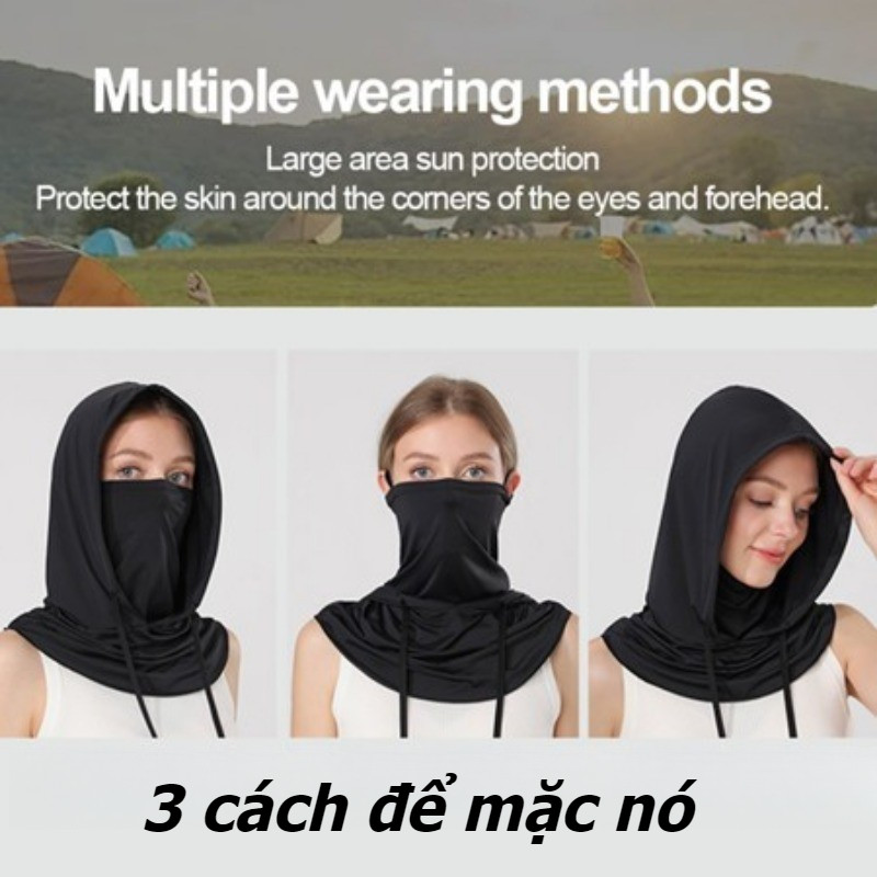 Mũ chống nắng ngoài trời，Mũ Trùm Đầu Kèm Khẩu Trang đa năng,Mũ đầu 3 trong 1，Chặn hơn 98%tia cực tím