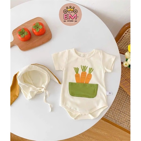 Set Body kèm mũ đáng yêu cho bé trai bé gái Size 4-12kg