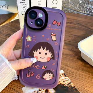 Ốp điện thoại Chibi Maruko dễ thương cho iPhone 16 / 15 / 14 / 13 / 12 / X / 7 / 11 / Plus / pro Max Vỏ bảo vệ chống phồng bao gồm toàn bộ silicon mờ mềm bền chống rơi