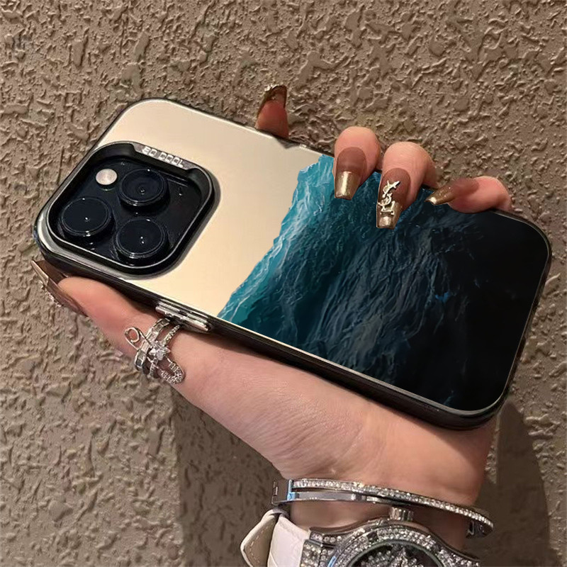 Vỏ Tương Thích Cho iPhone 11 16 14 15 12 13 Pro Max 16e 8 7 Plus XR X XS Max SE2020 2022 Đen Núi Xanh Biển Chống Sốc Bạc IMD Kim Loại Bìa Cứng