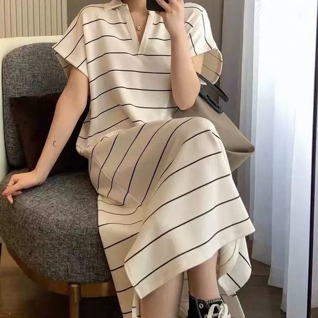 Váy bà bầu sọc mùa hè đơn giản giản giản dị