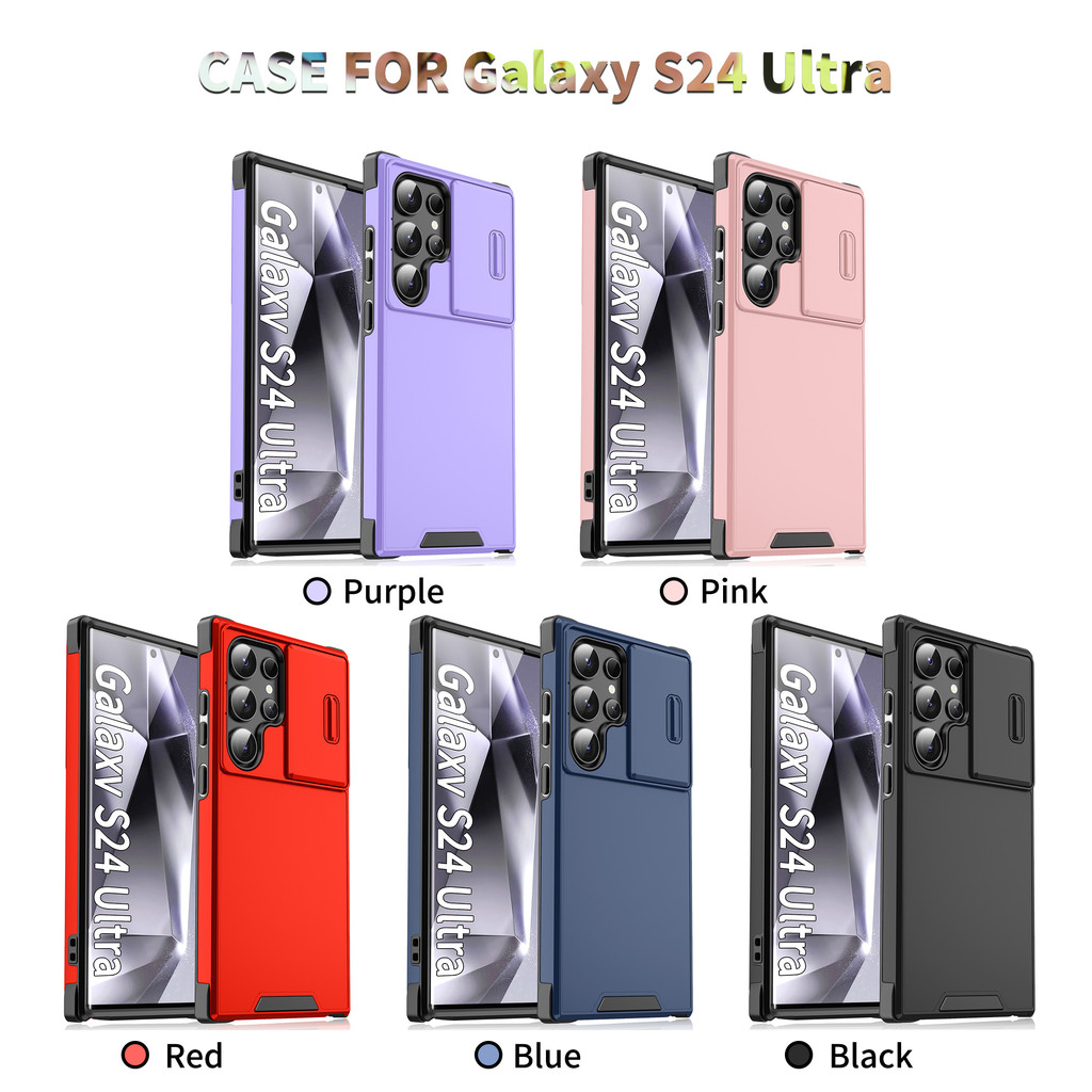 Ốp Chống Sốc Cho Samsung Galaxy S26 S25 S24 S23 S22 S21 Ultra Plus FE A56 A55 A54 A36 A35 A53 A15 A14 A23 5G 4G A06 Armor Slide Camera Ring Stand Back Phone Case Cover