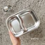 Khay ăn dặm 2 ngăn inox 316 Cao Cấp cho bé kèm thìa kích thước 22x15x6c