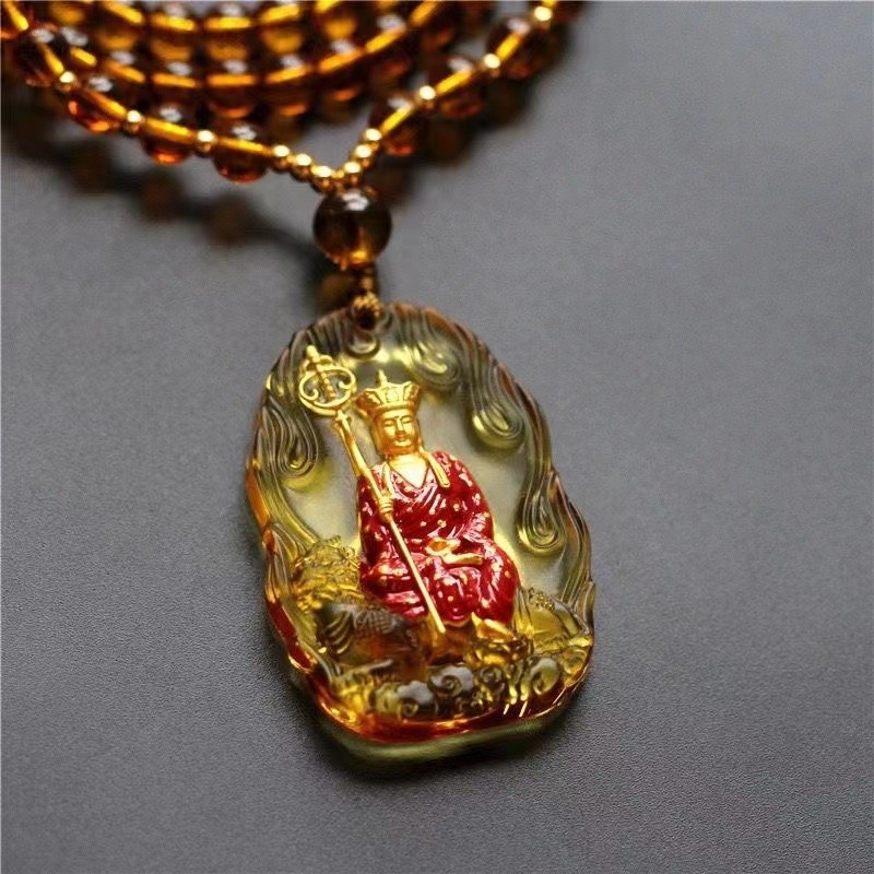 [Phong Cách Bán Chạy] Jiuhua Mountain Ksitigarbha Bodhisattva Mặt Dây Chuyền Nghe Thủy Tinh Sơn Bùa Tiền May Mắn Phong Cách Dân Tộc Người Bảo Vệ Thần