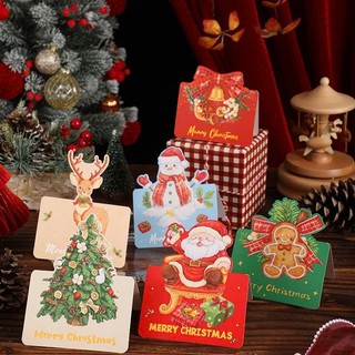 Tấm Thiệp giáng sinh, thẻ quà tặng Noel Mini phụ kiện treo trang trí in hình ông già Noel, cây thông, tuần Lộc đáng yêu