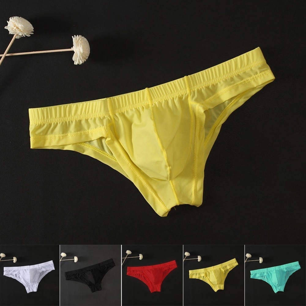 {WELV}Transparent Mesh Ice Silk Briefs Men's Sexy Underwear Lingerie Panties Seductive