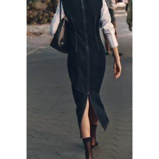 Đầm Zara made in Morocco denim midi không tay