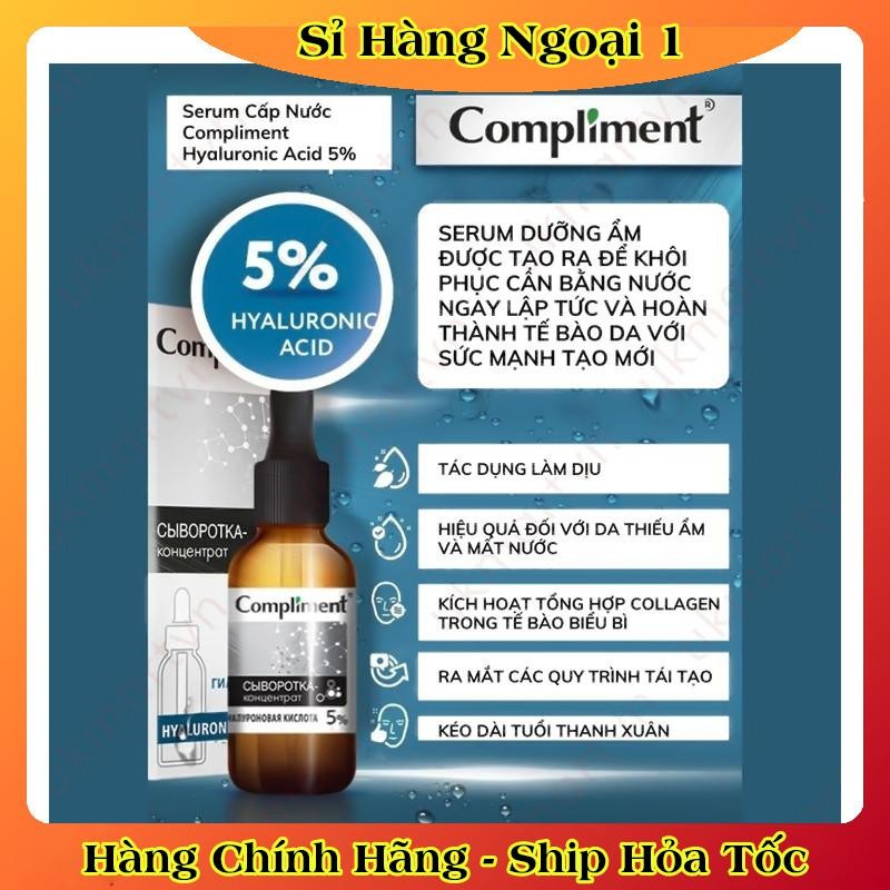 Serum 5% Hyaluronic Acid (HA) 27ml Compliment giúp cấp nước, giữ ẩm, phục hồi và nuôi dưỡng làn da mịn màng của Nga