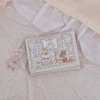 Hoạt Hình Thỏ In Ví Nữ Vuông Dễ Thương Mini Trifold Ví Tiện Lợi