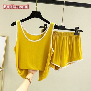 Phụ Nữ Modal Cotton tank top Set Loose Casual Lounge Mặc Bộ Đồ Ngủ Bộ Đồ Ngủ Không Tay Áo Quần Short