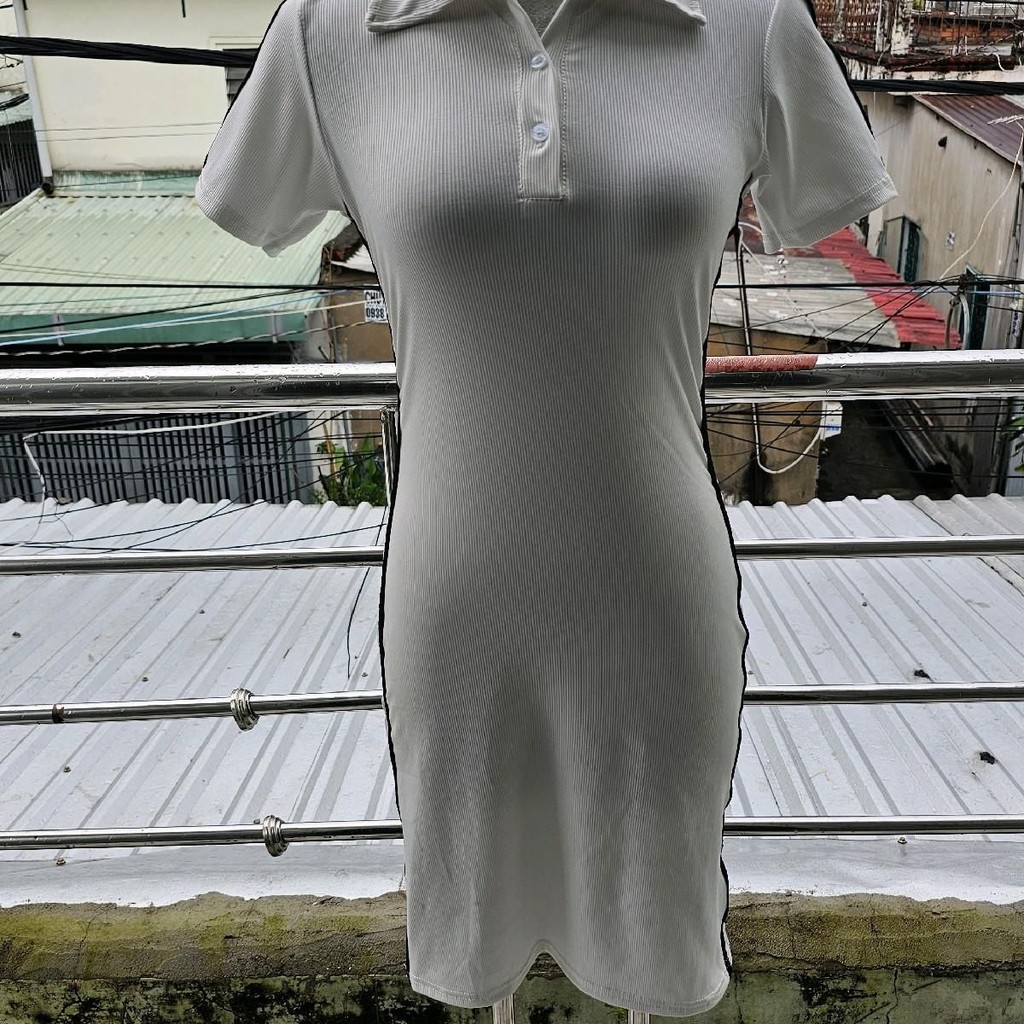 Đầm body thể thao ôm dáng, viền sọc tạo điểm nhấn trẻ trung váy mặc Nữ Women Dress